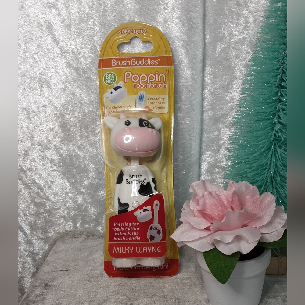 Brush Buddies Poppin Toothbrush Cow NWT